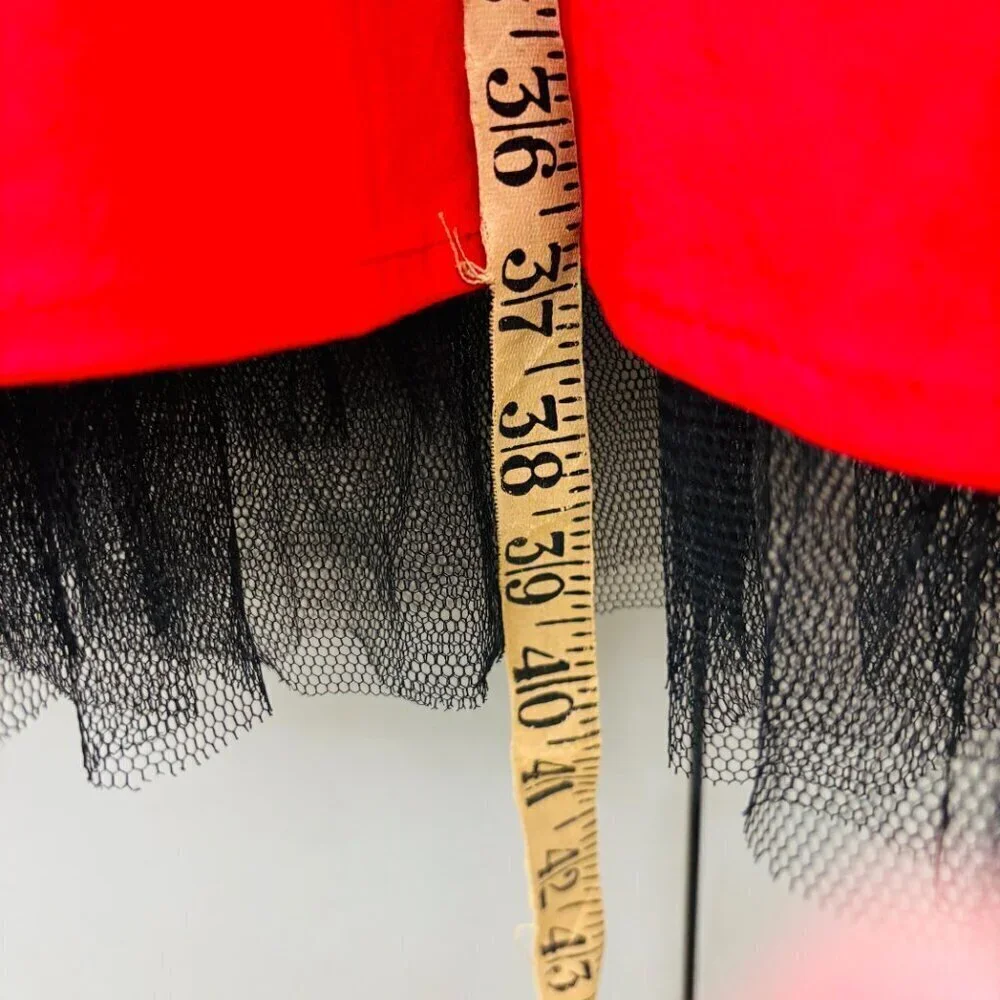 Hearts & Roses Red Black Tea Length Dress 50s VTG Rockabilly Style US 8 Retro - Picture 10 of 14
